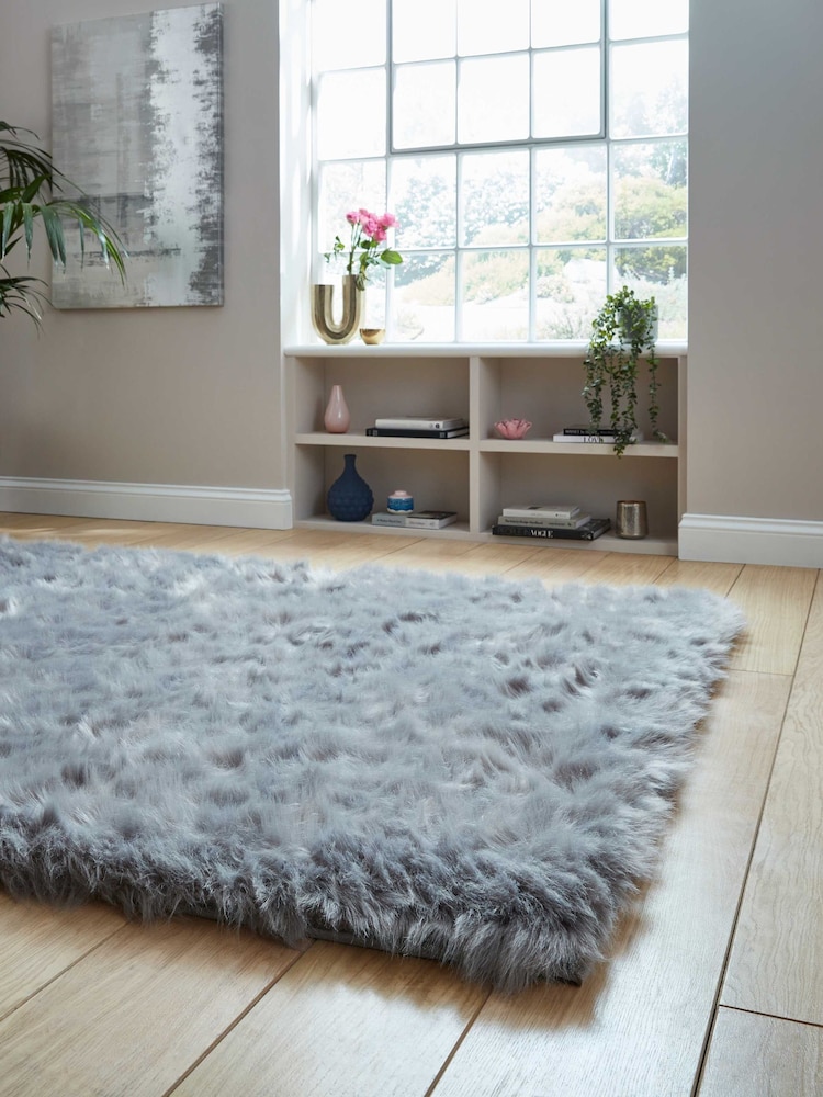 Laurence Llewelyn-Bowen Grey Plain Shaggy Mayfair Rug - Image 2 of 6