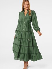 Forever New Green Jessie Button Down Midi Dress With A Touch of Linen - Image 2 of 5