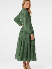 Forever New Green Jessie Button Down Midi Dress With A Touch of Linen - Image 3 of 5