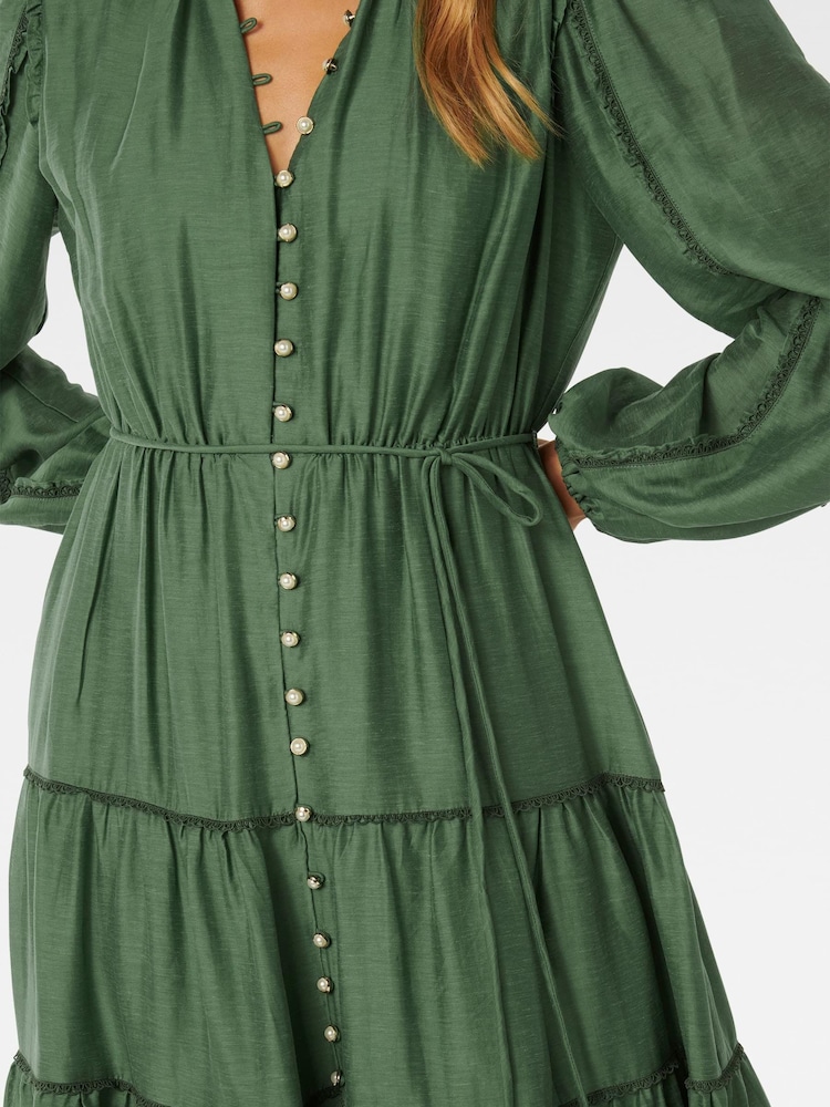 Forever New Green Jessie Button Down Midi Dress With A Touch of Linen - Image 5 of 5