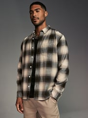 Black/White Check Long Sleeve 100% Cotton Oxford Shirt - Image 1 of 10