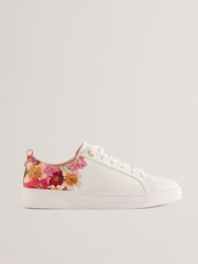 Ted Baker White Floral Printed Alissn Cupsole Trainers - Image 1 of 4