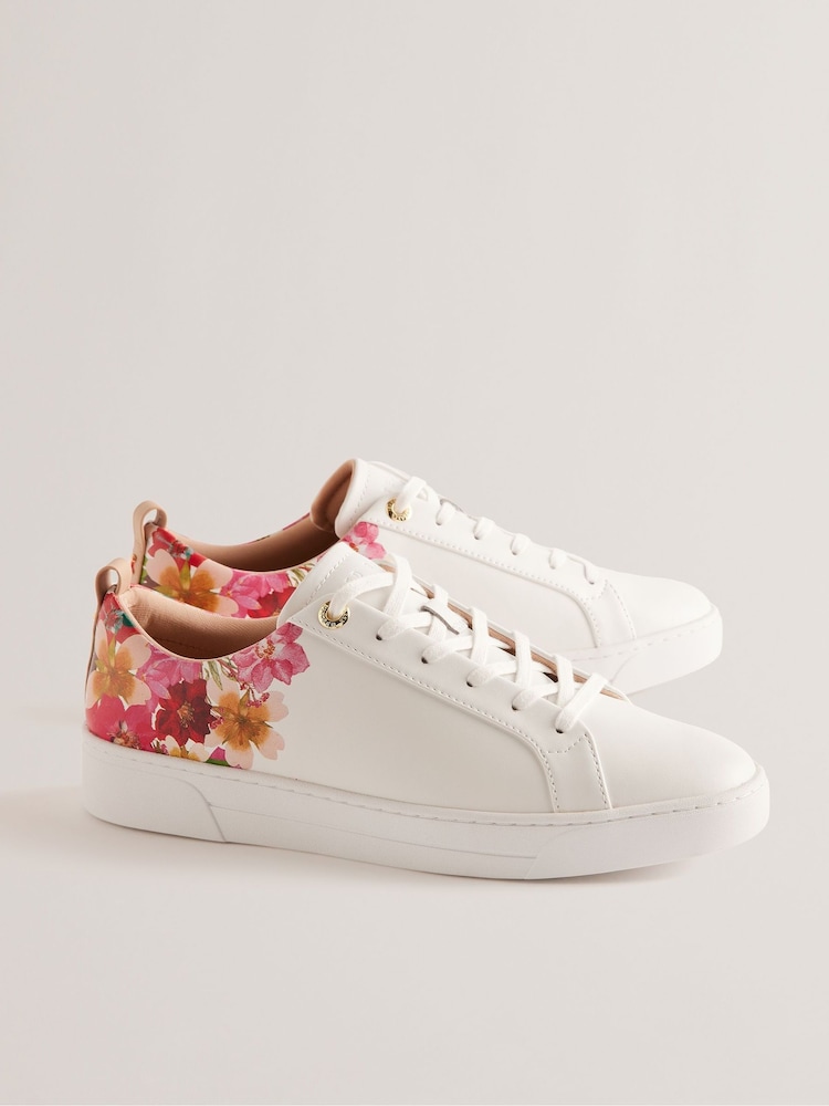 Ted Baker White Floral Printed Alissn Cupsole Trainers - Image 2 of 4