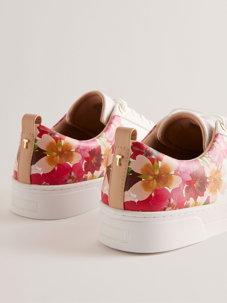 Ted Baker White Floral Printed Alissn Cupsole Trainers - Image 3 of 4