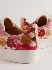 Ted Baker White Floral Printed Alissn Cupsole Trainers - Image 4 of 4