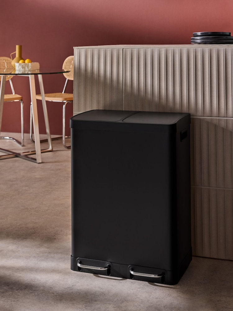 MADE.COM Black 2 Section 60 Litre Recycling and Waste Colter Bin - Image 1 of 5