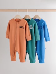 Little Man Multi Baby Two Way Zip Footless Sleepsuits 3 Pack (0mths-3yrs) - Image 1 of 15