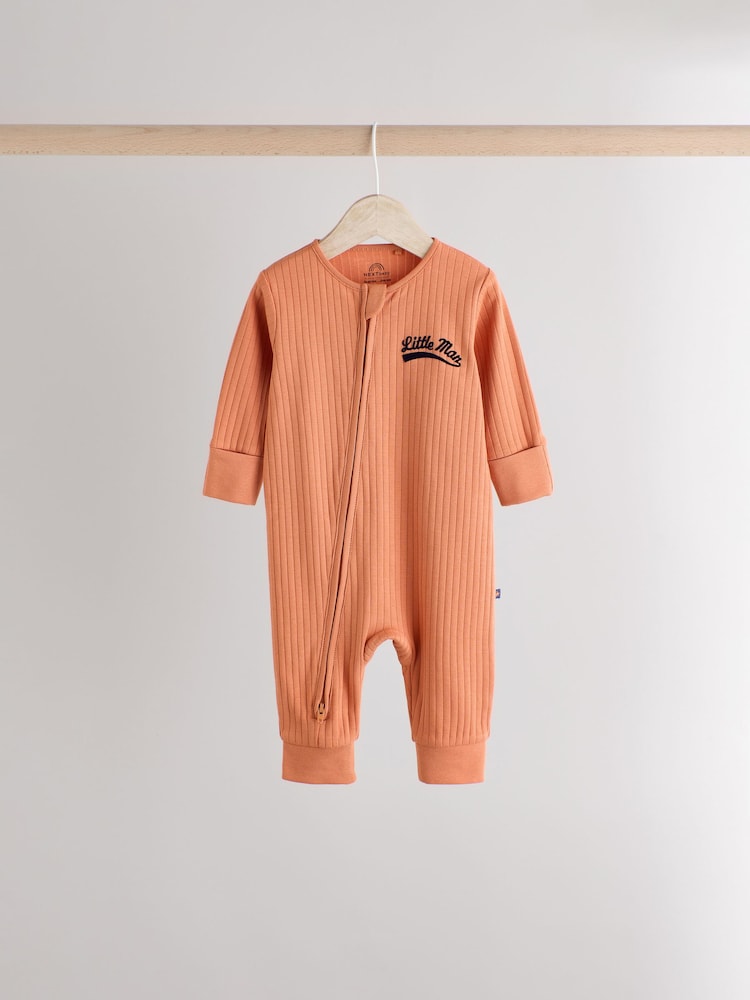 Little Man Multi Baby Two Way Zip Footless 100% Cotton Sleepsuits 3 Pack (0mths-3yrs) - Image 3 of 15