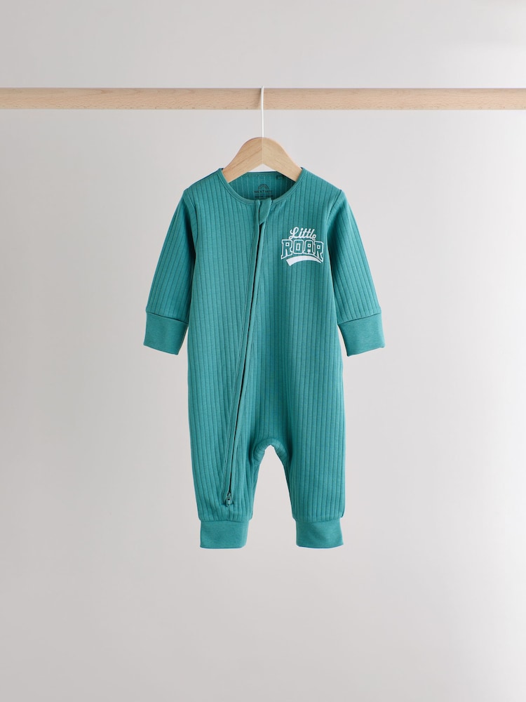 Little Man Multi Baby Two Way Zip Footless 100% Cotton Sleepsuits 3 Pack (0mths-3yrs) - Image 4 of 15