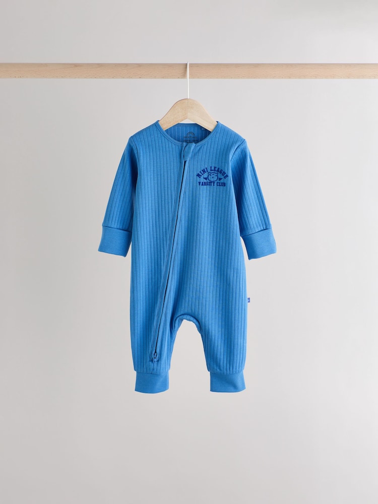 Little Man Multi Baby Two Way Zip Footless 100% Cotton Sleepsuits 3 Pack (0mths-3yrs) - Image 5 of 15