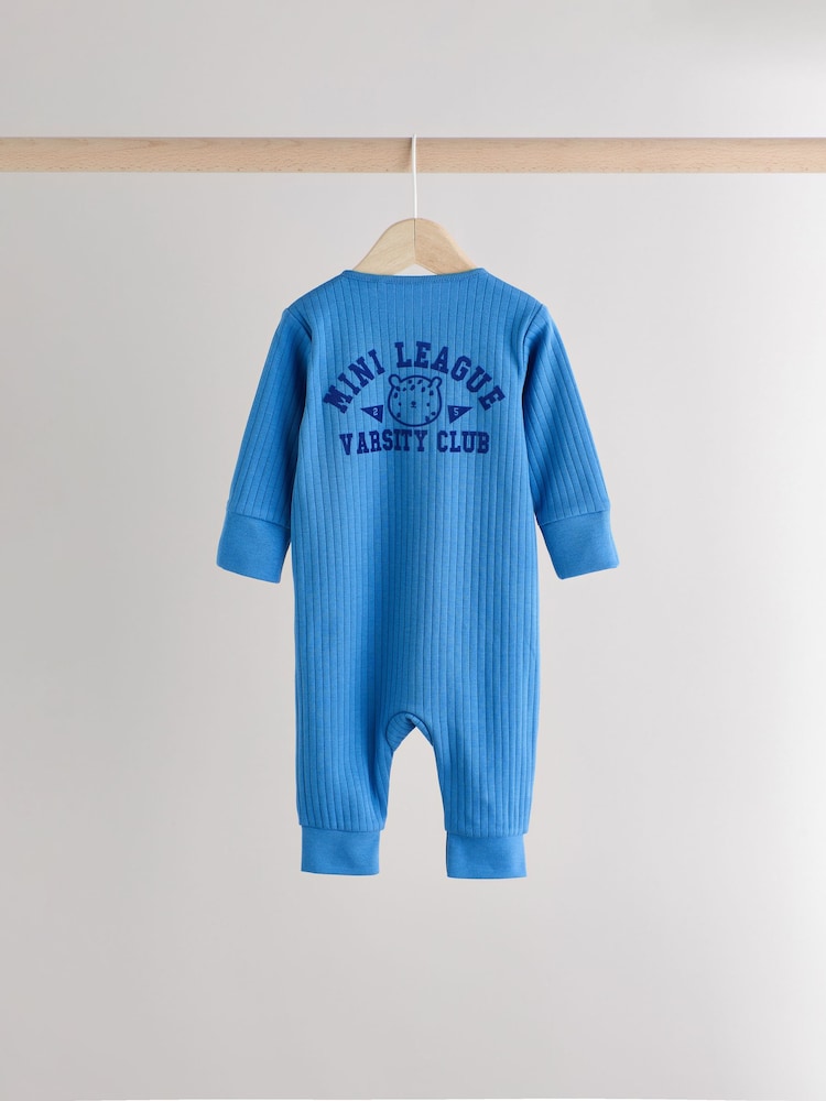 Little Man Multi Baby Two Way Zip Footless 100% Cotton Sleepsuits 3 Pack (0mths-3yrs) - Image 8 of 15