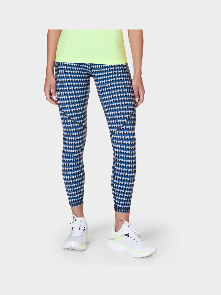 Sweaty Betty Blue Court Geo Print Full Length Power Workout Leggings - Image 1 of 9