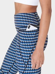Sweaty Betty Blue Court Geo Print Full Length Power Workout Leggings - Image 5 of 9
