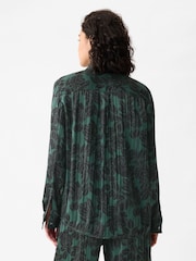 Gap Green Pleated Satin Oversized Shirt - Image 2 of 5