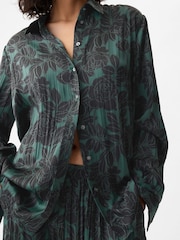 Gap Green Pleated Satin Oversized Shirt - Image 4 of 5