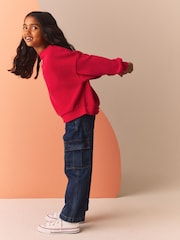 Rot - Gemütliches, geripptes Oversize-Sweatshirt (3 – 16 Jahre) - Bild 2 von 8