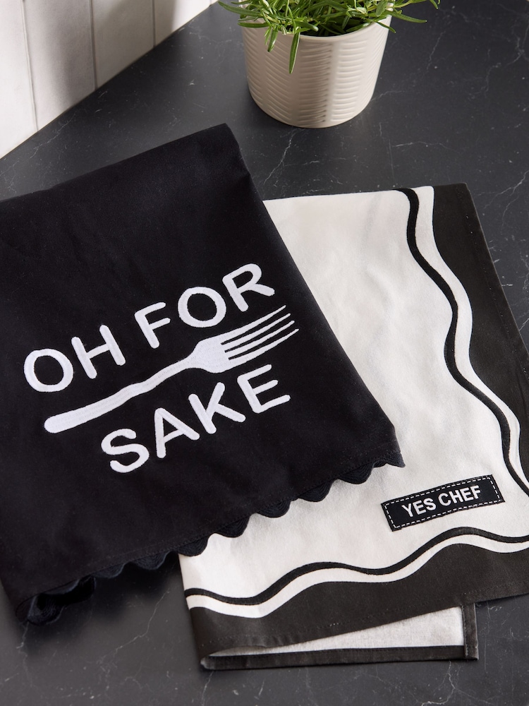 Conjunto de toalhas 2 Slogan Tea 100% algodão - Imagem 2 de 4
