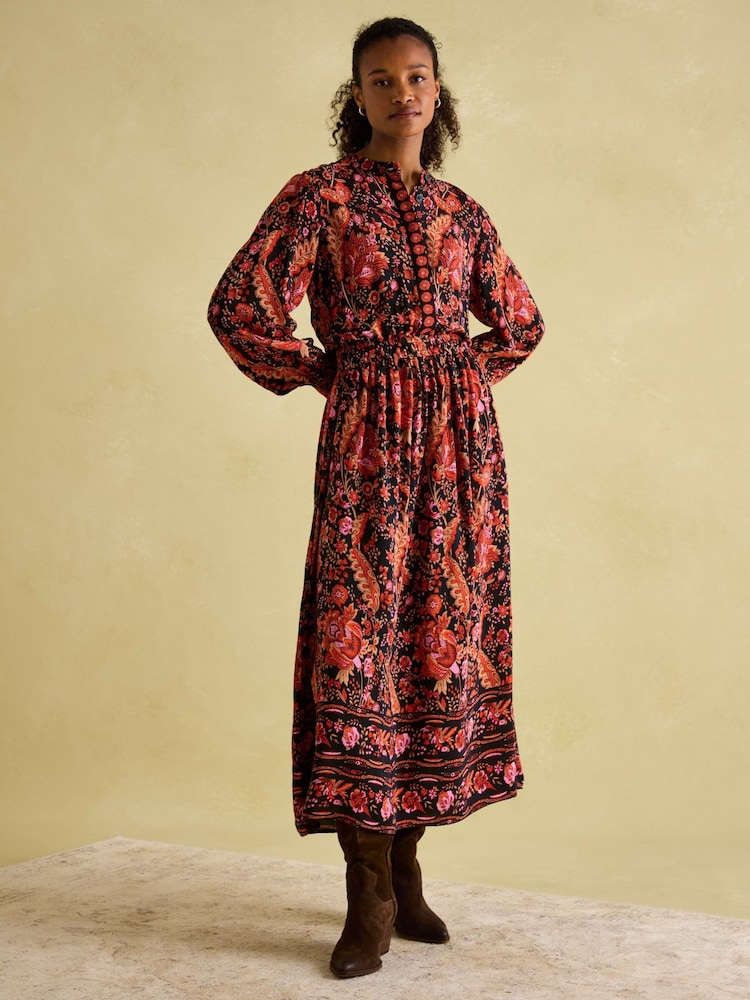Joules Elena Navy Floral Button Down Maxi Dress - Image 1 of 7