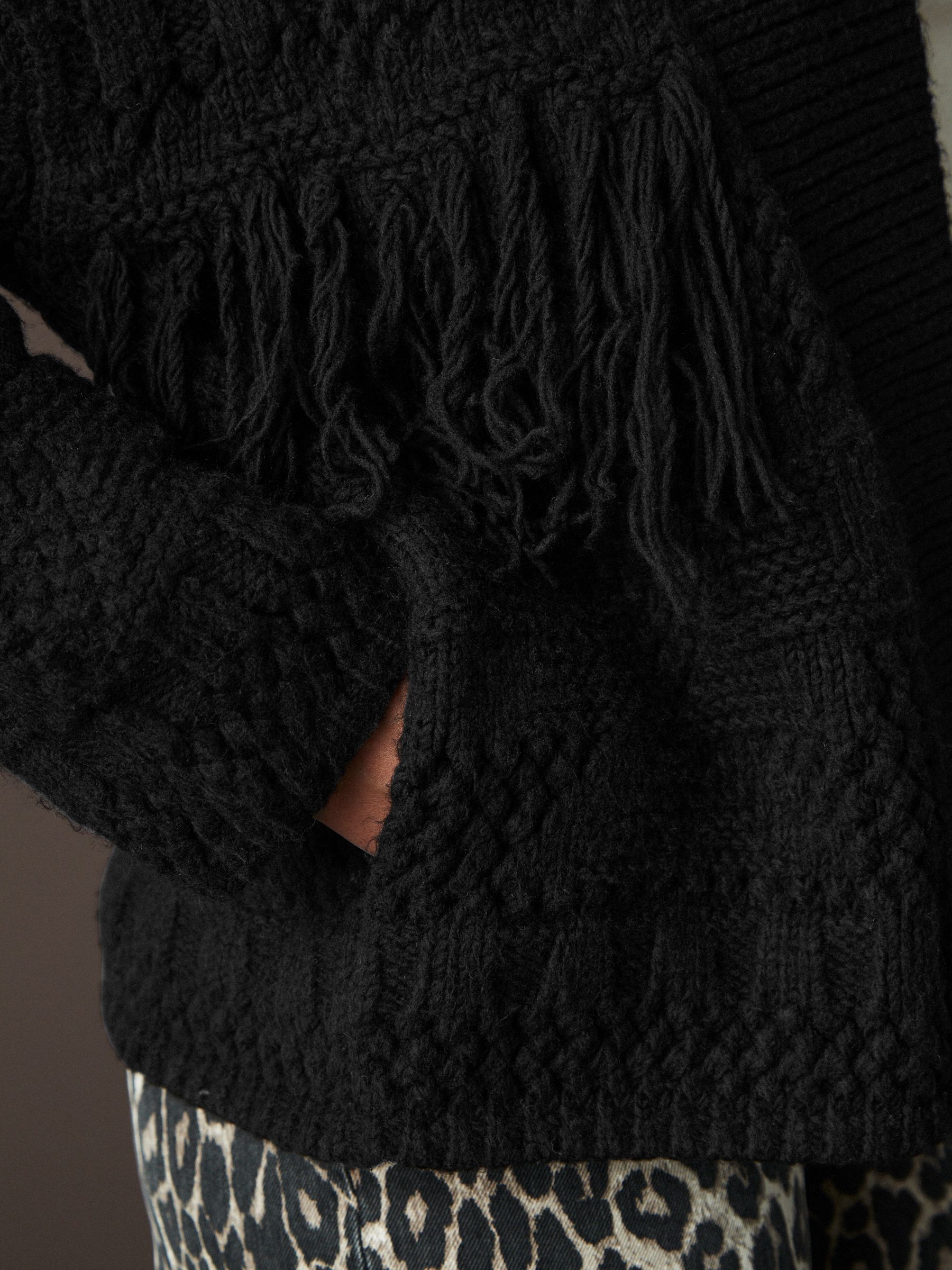 Buy Black Soft Touch Fringe Knitted Cardigan from the Next UK