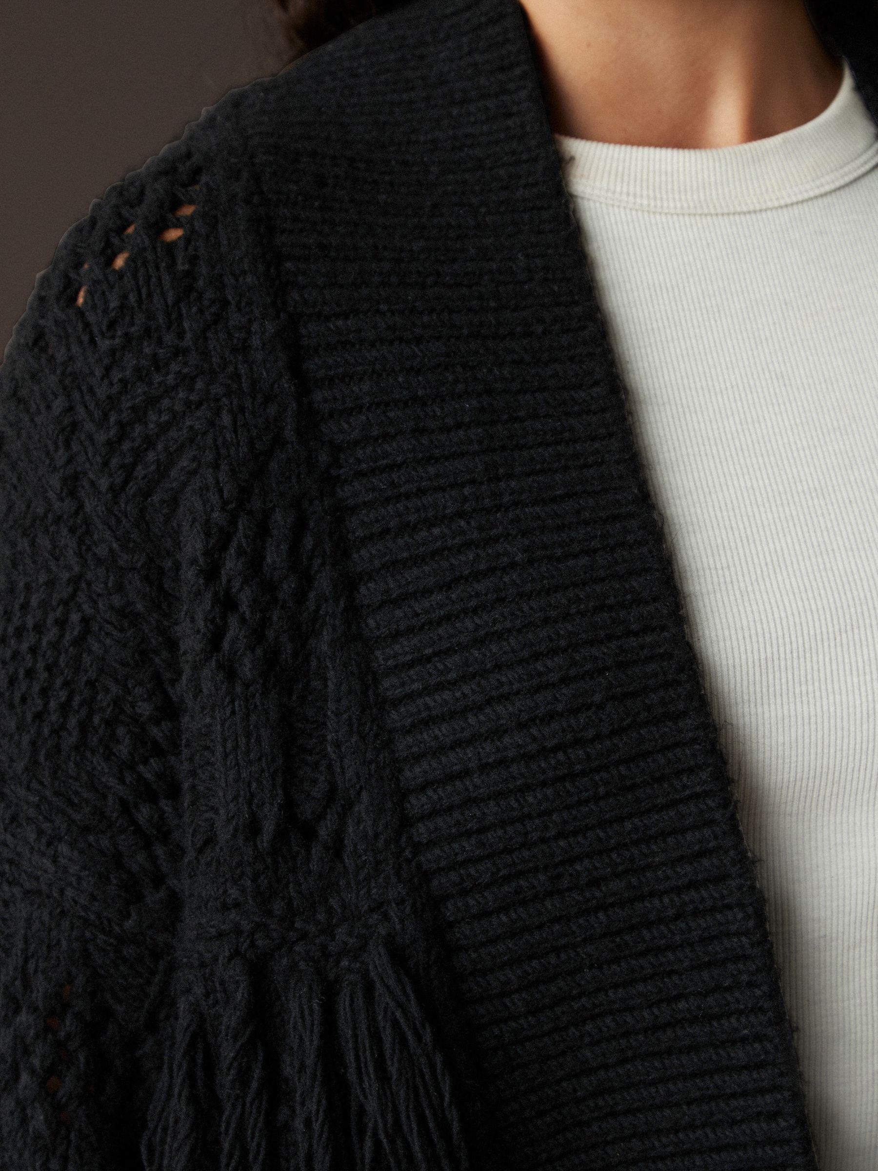 Buy Black Soft Touch Fringe Knitted Cardigan from the Next UK