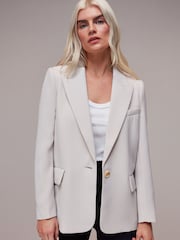 Whistles Grey Petite Boyfriend Petite Crepe Blazer - Image 1 of 5