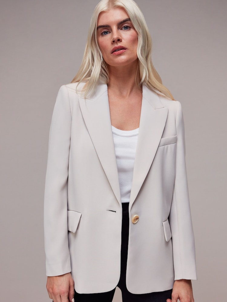 Whistles Grey Petite Boyfriend Petite Crepe Blazer - Image 1 of 5
