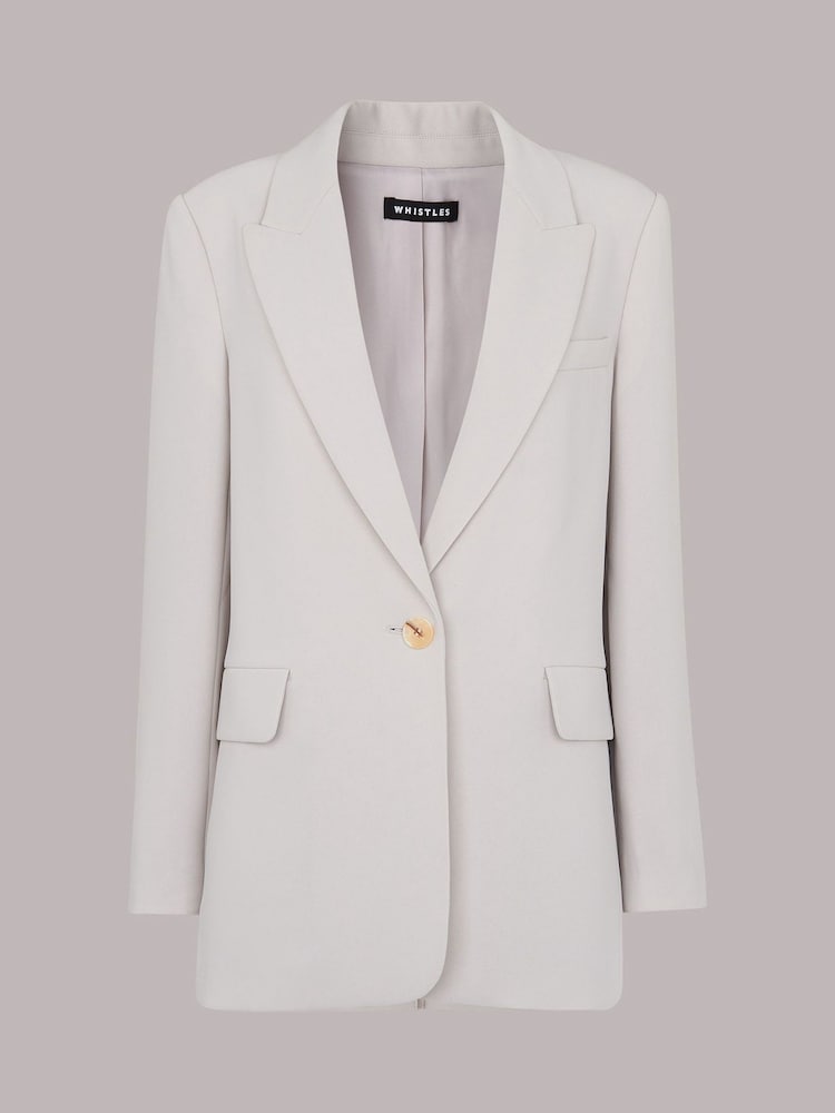 Whistles Grey Petite Boyfriend Petite Crepe Blazer - Image 5 of 5