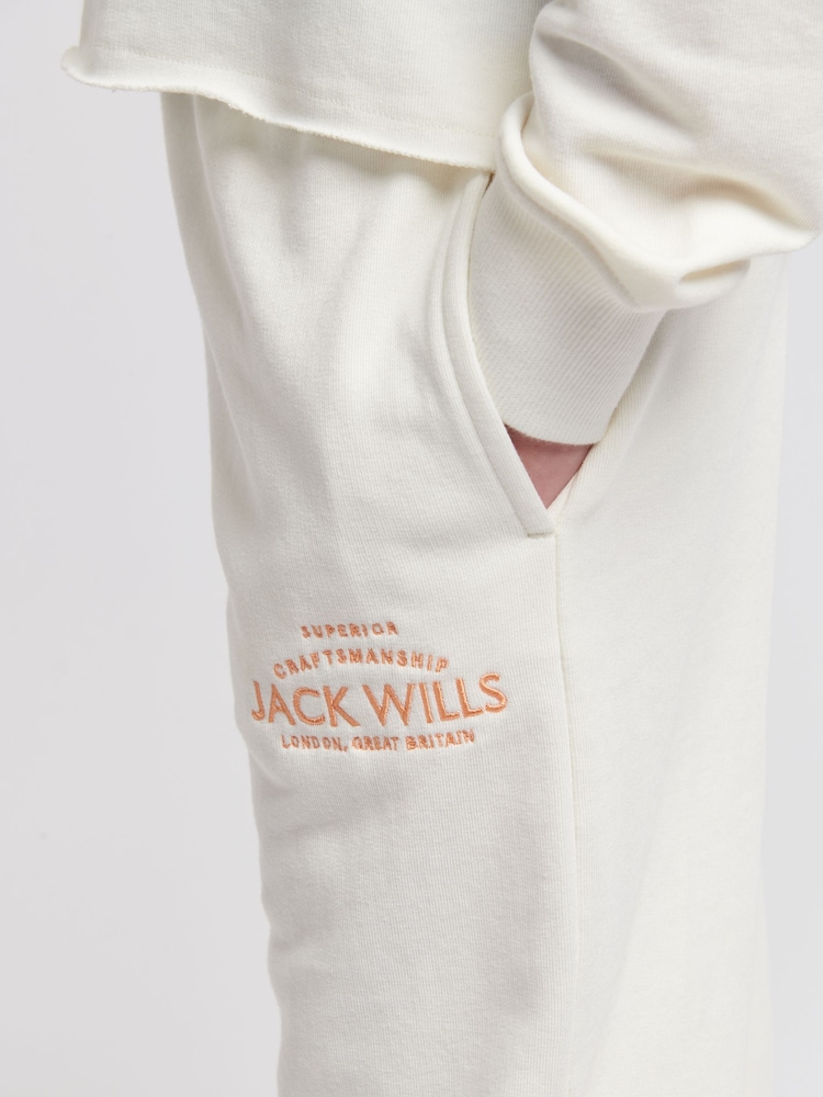 Jack Wills White Girls Loose Fit 100% Cotton Huntston Joggers - Image 4 of 7