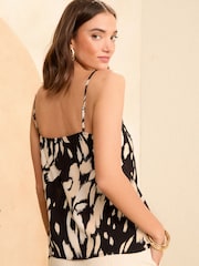 Love & Roses Black Animal Petite Printed Lace Trim Camisole - Image 4 of 4
