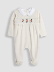 JoJo Maman Bébé Grey London Guard Smocked Velour All-In-One - Image 1 of 3
