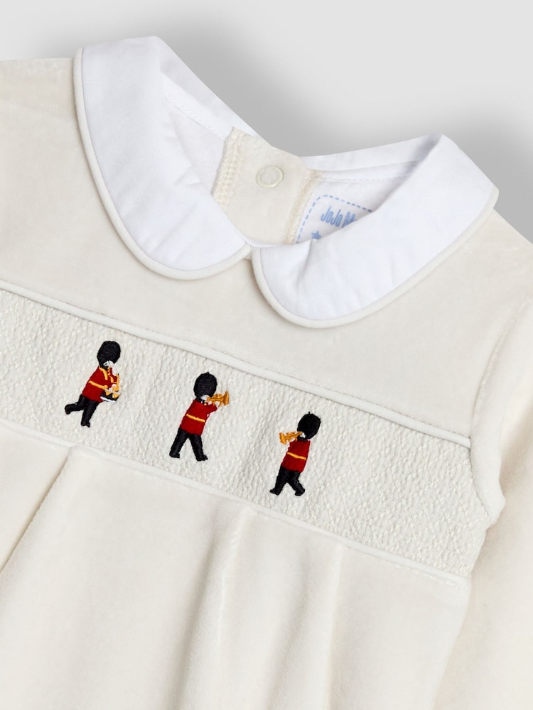 JoJo Maman Bébé Grey London Guard Smocked Velour All-In-One - Image 3 of 3