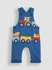 JoJo Maman Bébé Blue Tractor & Trailer Appliqué Dungarees and Top Set - Image 2 of 7