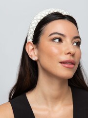 Aela Pearl Beaded Chunky White Headband - Image 1 of 3