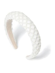 Aela Pearl Beaded Chunky White Headband - Image 3 of 3
