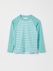 Polarn O. Pyret Green Striped Sunsafe UV Rash Vest - Image 1 of 2