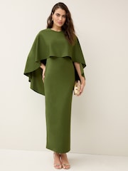Olive Green Cape Maxi Dress - Image 1 of 4
