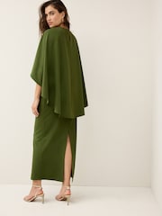 Olive Green Cape Maxi Dress - Image 2 of 4