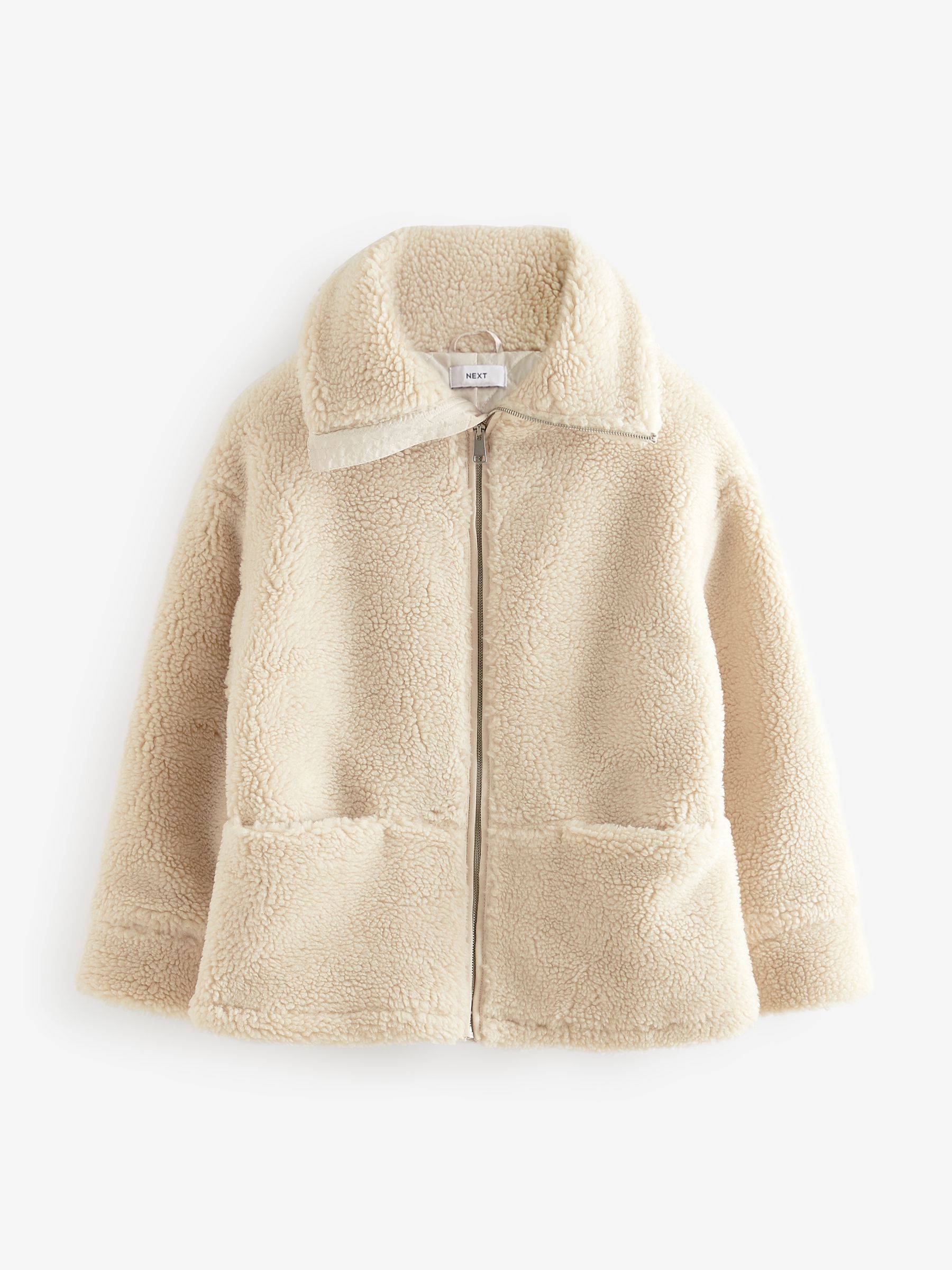 Buy Ecru Teddy Borg Jacket from Next Luxembourg