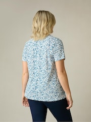 Live Unlimited Blue Curve Sprig Print Cotton Slub Round Neck T-Shirt - Image 2 of 8