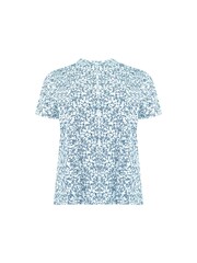 Live Unlimited Blue Curve Sprig Print Cotton Slub Round Neck T-Shirt - Image 8 of 8