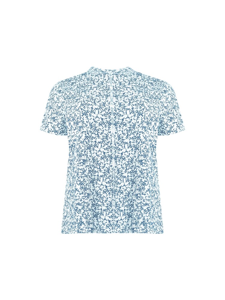 Live Unlimited Blue Curve Sprig Print Cotton Slub Round Neck T-Shirt - Image 8 of 8 Live Unlimited Blue Curve Sprig Print Cotton Slub Round Neck T-Shirt - Image 8 of 8