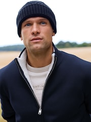 Mornarsko modra - v standardnem kroju 100% Cotton Premium Zip-Through pulover - Slika 1 iz 11
