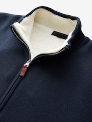 Mornarsko modra - v standardnem kroju 100% Cotton Premium Zip-Through pulover - Slika 10 iz 11