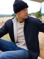 Mornarsko modra - v standardnem kroju 100% Cotton Premium Zip-Through pulover - Slika 3 iz 11