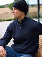 Mornarsko modra - v standardnem kroju 100% Cotton Premium Zip-Through pulover - Slika 4 iz 11