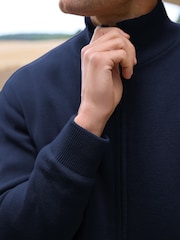 Mornarsko modra - v standardnem kroju 100% Cotton Premium Zip-Through pulover - Slika 7 iz 11