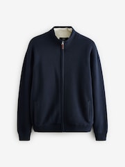 Mornarsko modra - v standardnem kroju 100% Cotton Premium Zip-Through pulover - Slika 9 iz 11