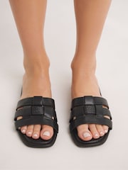 Simply Be Black Wide Fit  Woven Flat Sandals - Image 2 of 4
