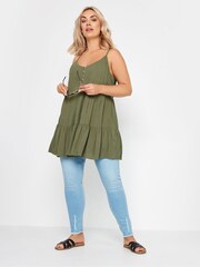 Yours Curve Green YOURS Curve Dusty Pink Crinkle Tiered Vest Top - Image 2 of 5