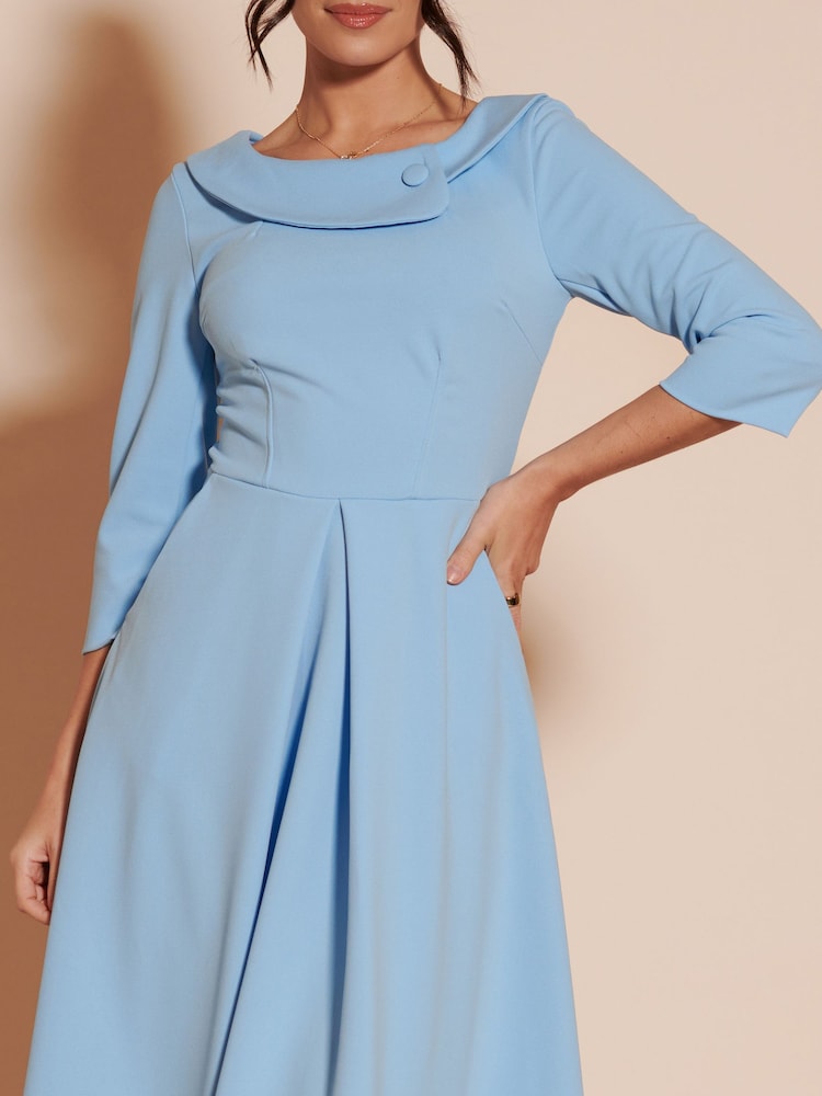 Hellblau - Jolie Moi Midikleid mit 3/4-Ärmeln und umgeschlagenem Kragen - Bild 6 von 6 Hellblau - Jolie Moi Midikleid mit 3/4-Ärmeln und umgeschlagenem Kragen - Bild 6 von 6